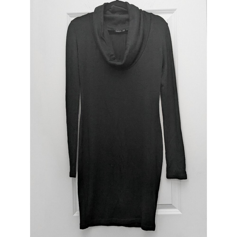 Knit Cowl Neck Sweater Dress - Winter, Dark Minimalist, Corporate Goth